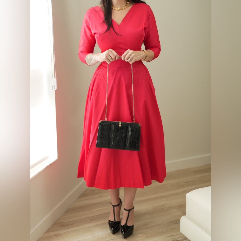 1950s Vintage red mid century dress